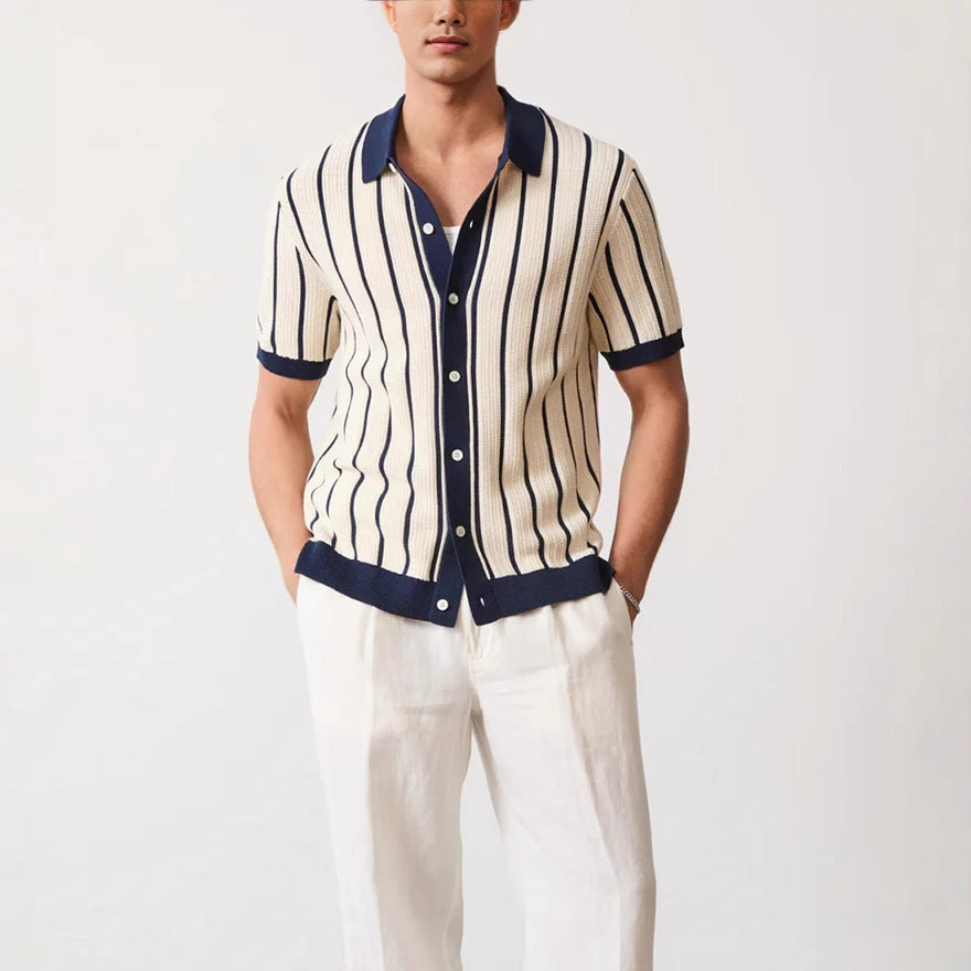Short Sleeve Lapel Knitted