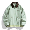 Contrast Color Washed Polo Collar Jacket Men