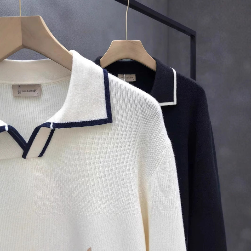 Polo Collar Sweater Men