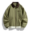 Contrast Color Washed Polo Collar Jacket Men
