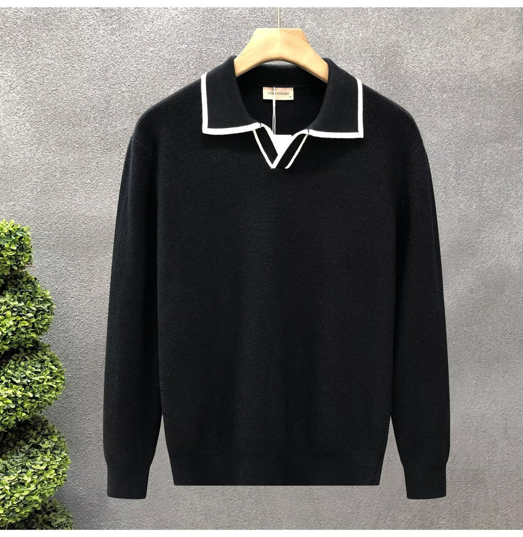 Polo Collar Sweater Men
