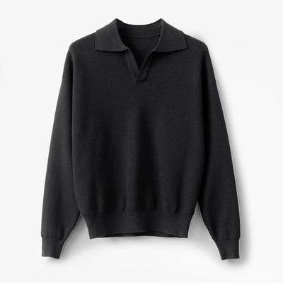 TEXTURED KNIT POLO SWEATER