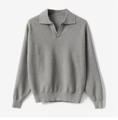 TEXTURED KNIT POLO SWEATER