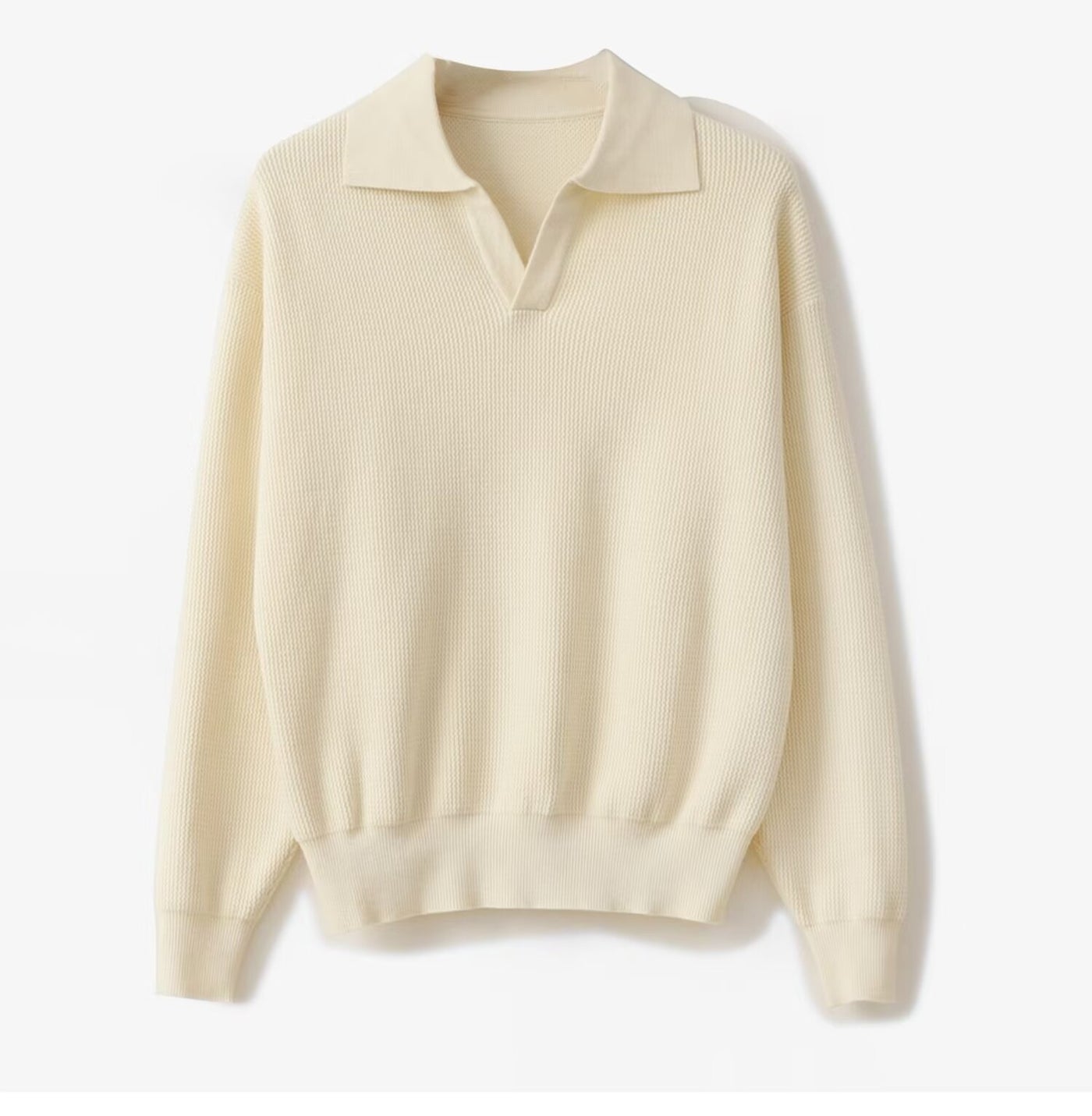 TEXTURED KNIT POLO SWEATER