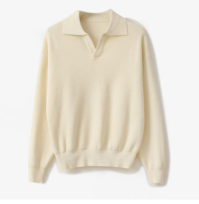 TEXTURED KNIT POLO SWEATER