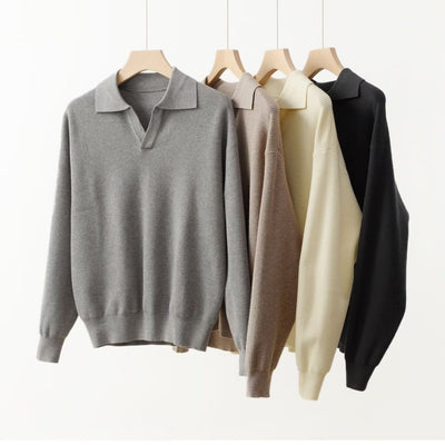 TEXTURED KNIT POLO SWEATER