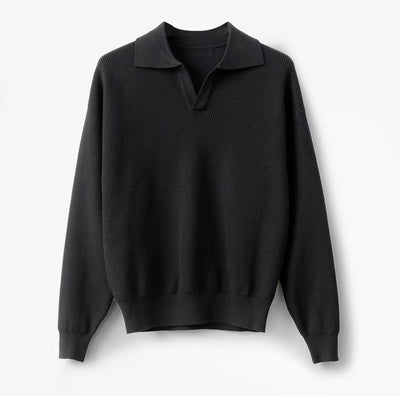 TEXTURED KNIT POLO SWEATER