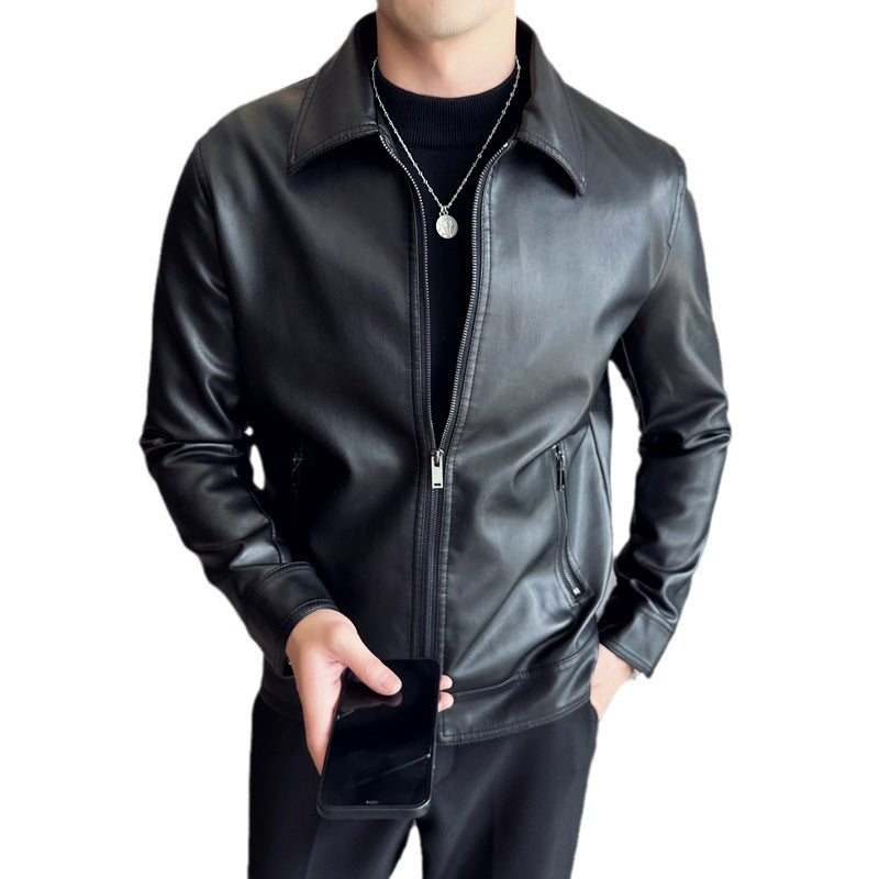 MEN'S LEATHER WINDPROOF JACKET